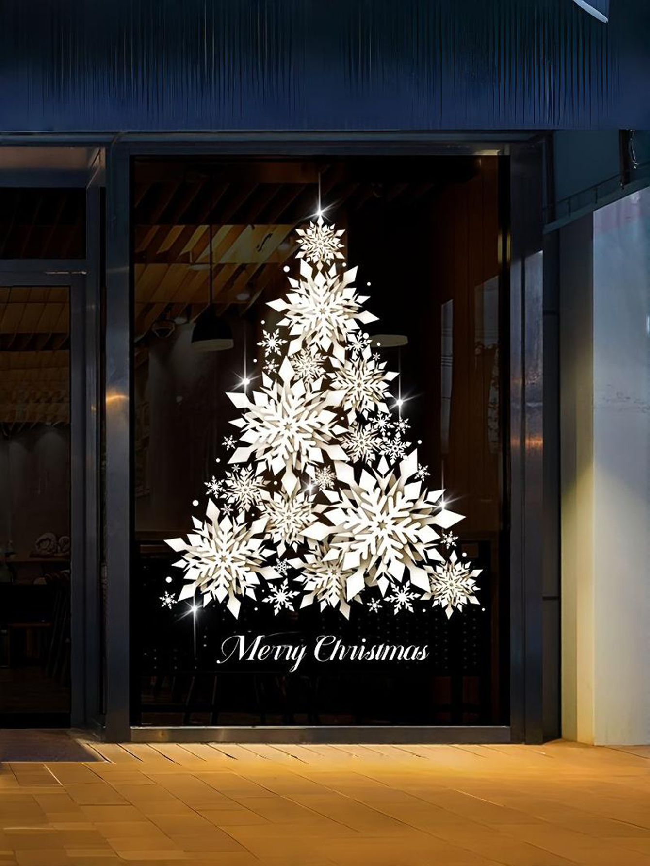 DIY Sparkling Snowflake Christmas Tree Sticker